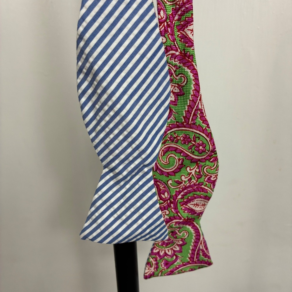 Social Primer for Brooks Brothers Reversible Bow Tie Seersucker Paisley USA